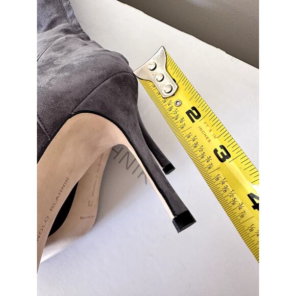 $1995 Manolo Blahnik Likanskim Boots Fur Suede Tall Womens Shoes Size 37.5 New - Picture 4 of 11